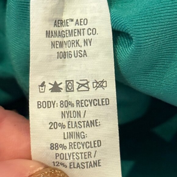 Aerie Green One-Piece Swimsuit | Cheeky | Adjustable Tie Sides & Front | XL - Picture 5 of 7